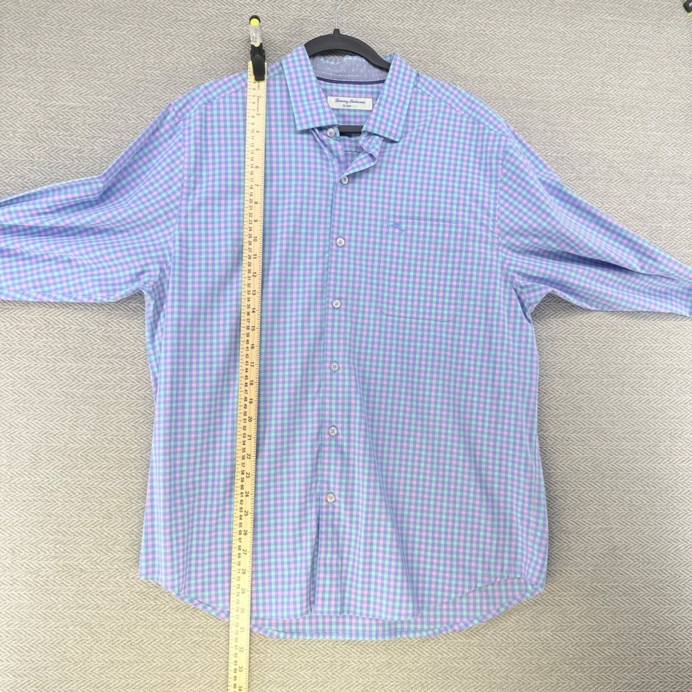 Tommy Bahama IslandZone Men's Large Multicolor Pima Cotton Gingham Shirt - Picture 12 of 12